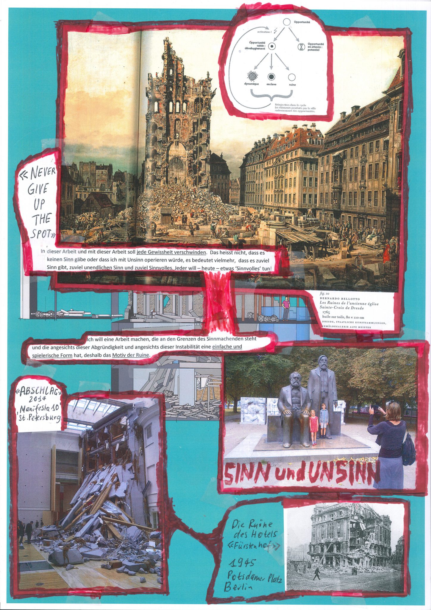 BU: Thomas Hirschhorn. Extract from the book : "Destruction is difficult. Indeed it is as difficult as Creation (Antonio Gramsci). Thomas Hirschhorn. KünstlerInnenbuch"