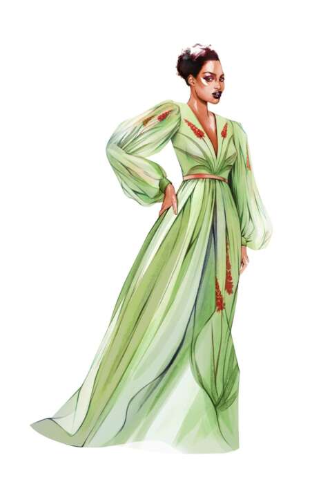 Von der Blumenwelt inspirierte Mode-Illustrationen