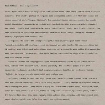 Brad Mehldau Suite April 2020 Cover