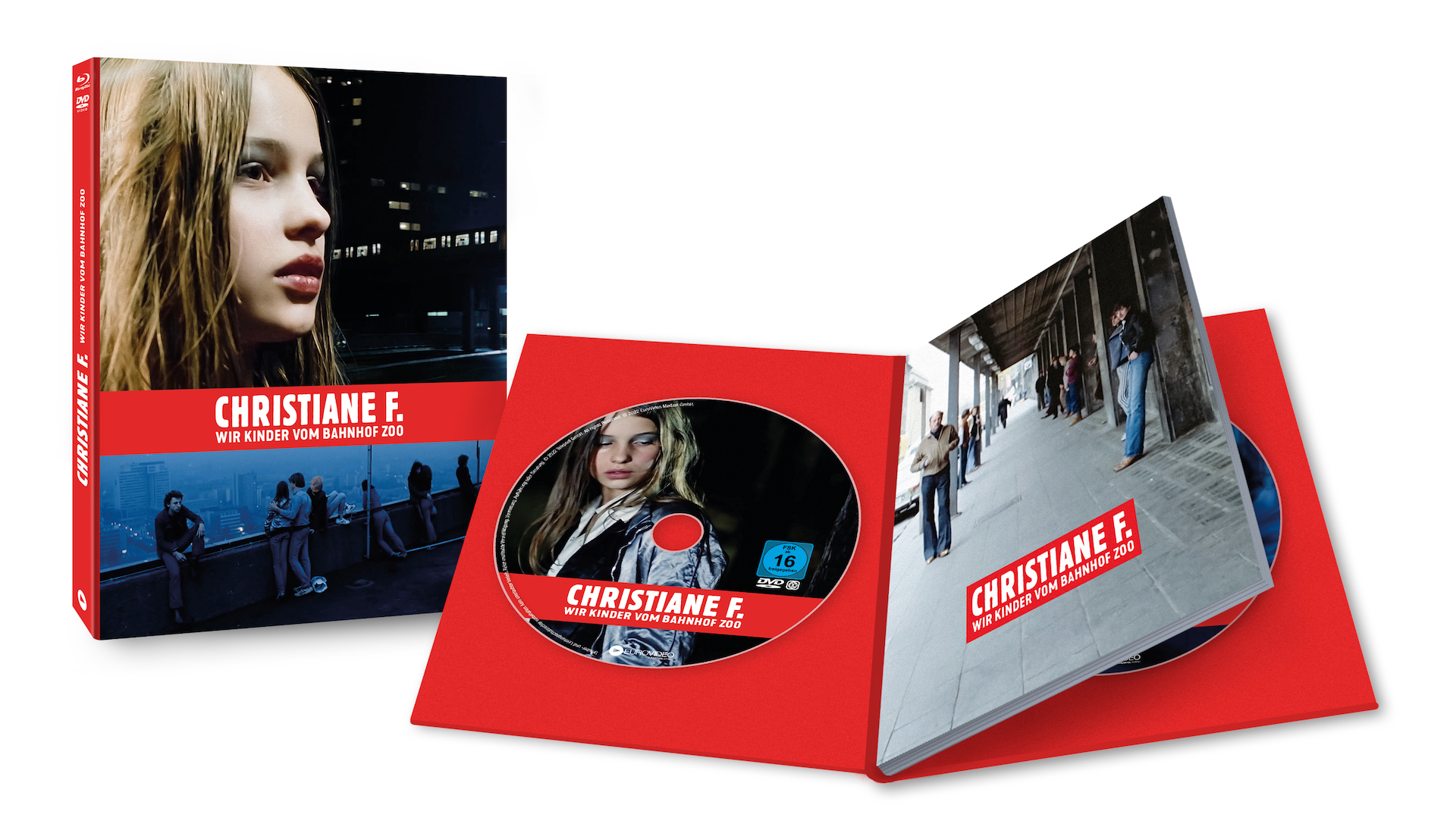 Das Mediabook zum Film „CHRISTIANE F. – Wir Kinder vom Bahnhof Zoo“ mit der Hauptdarstellerin auf dem Cover ist zu sehen.