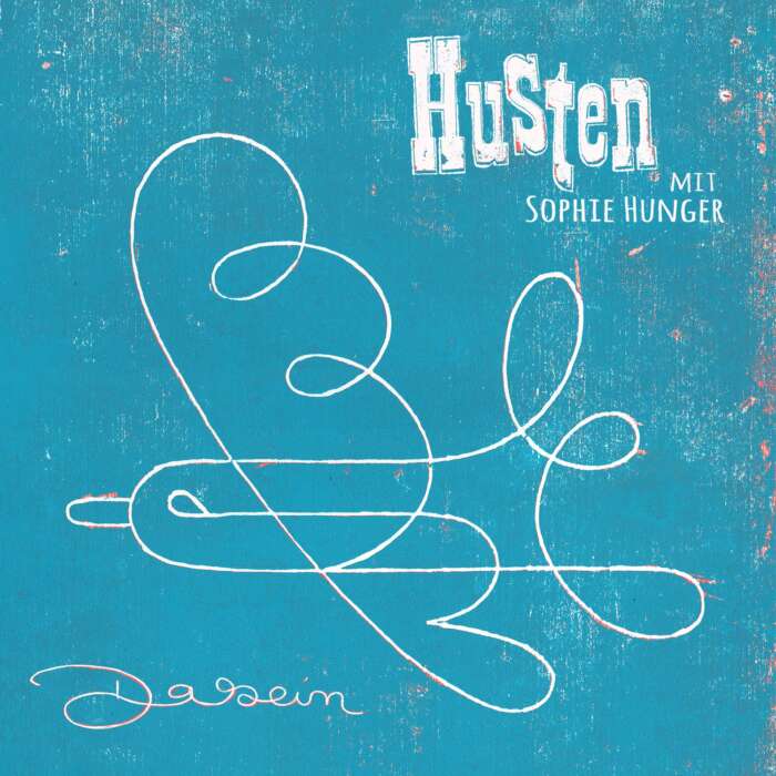 Das hellblaue Cover der Single „Dasein“ von Husten und Sophie Hunger.