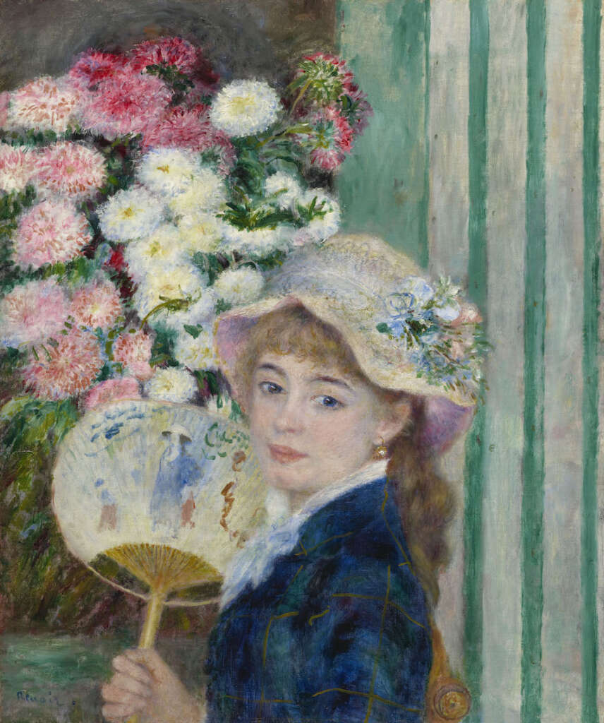 Zusehen ist das Bild „Frau mit einem Fächer“ von Pierre-Auguste Renoir im Städel Museum.
