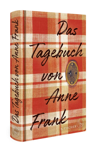 Zu sehen ist die rot-weiß-karierte, gebundene Jubiläumsausgabe von „Das Tagebuch der Anne Frank“
