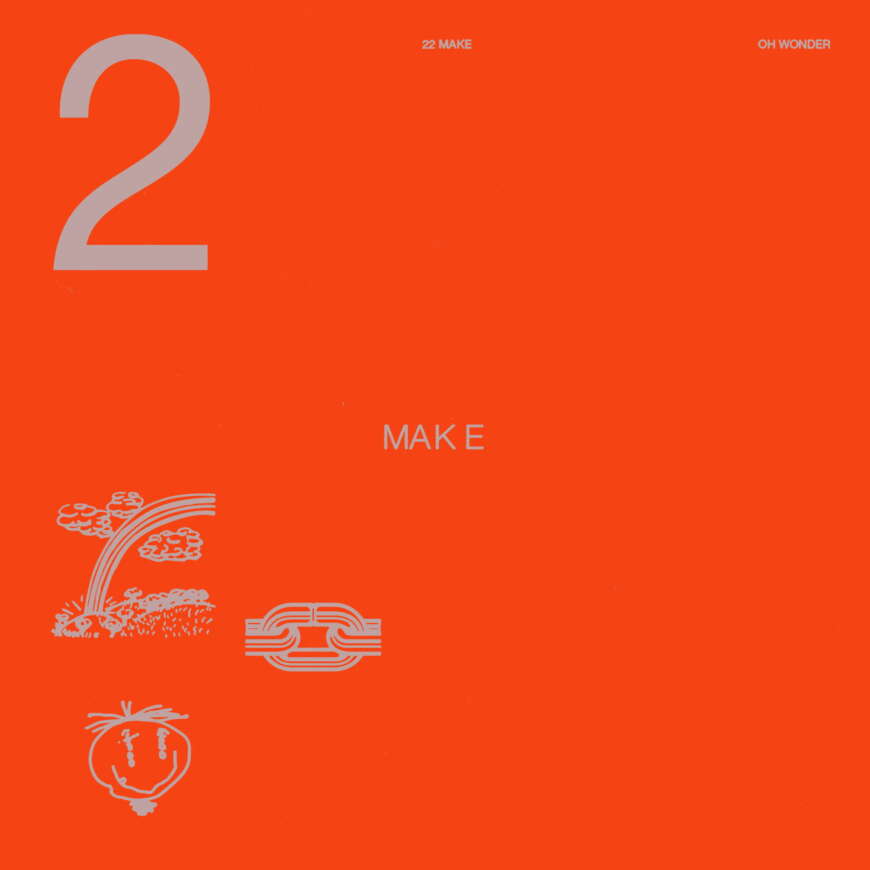 Das Albumcover zu Oh Wonders „22 Make“ – zu sehen: eine rote Fläche mit dem Wort Make in der Mitte.