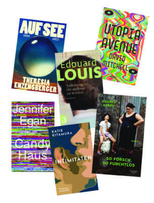 Buchcover Die besten Bücher im September 2022 mit Katie Kitamura, Édouard Louis, Jennifer Egan, David Mitchell, Thesia EnEnzensberger und Andrea Abreu