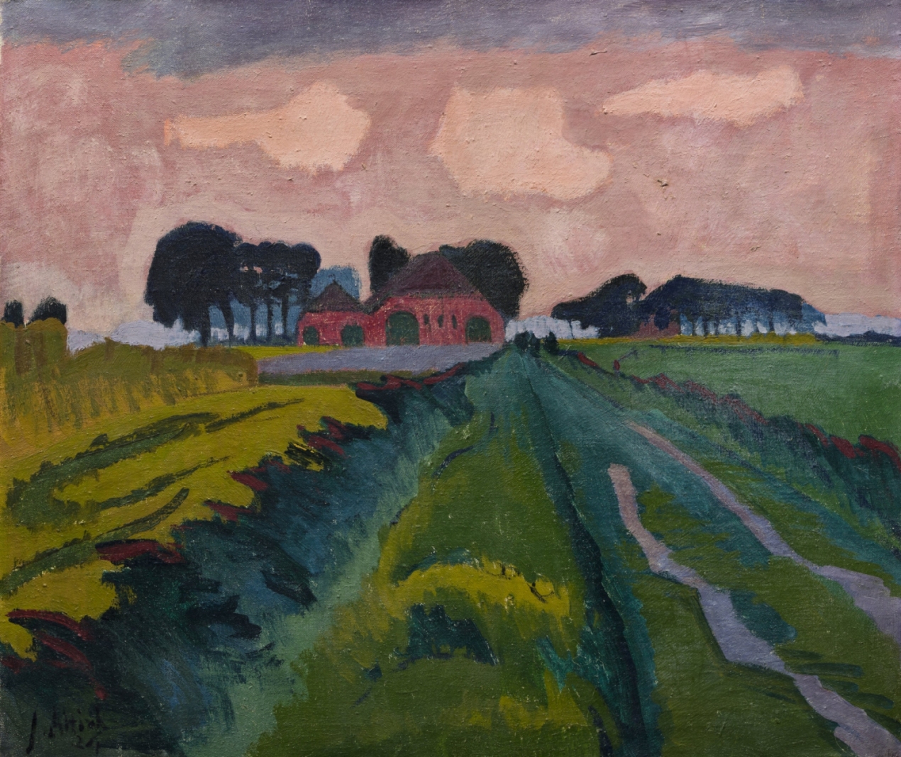 Das Gemälde Der rote Bauernhof von Jan Altink