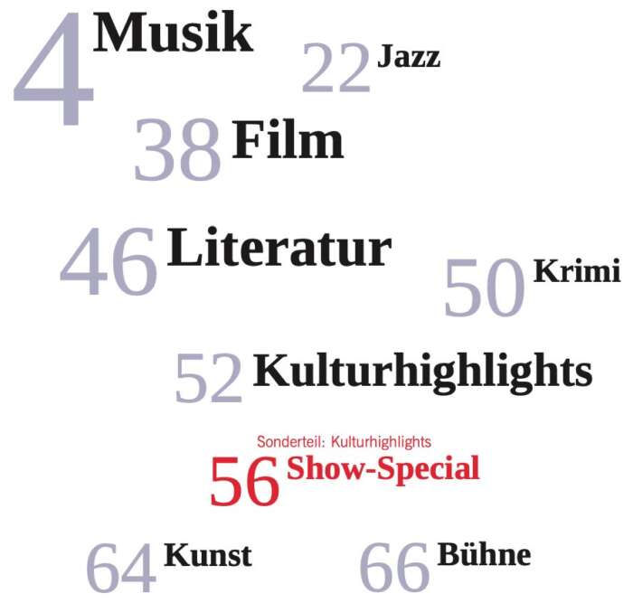 kulturnews Print E-Paper Inhaltsverzeichnis Dezember