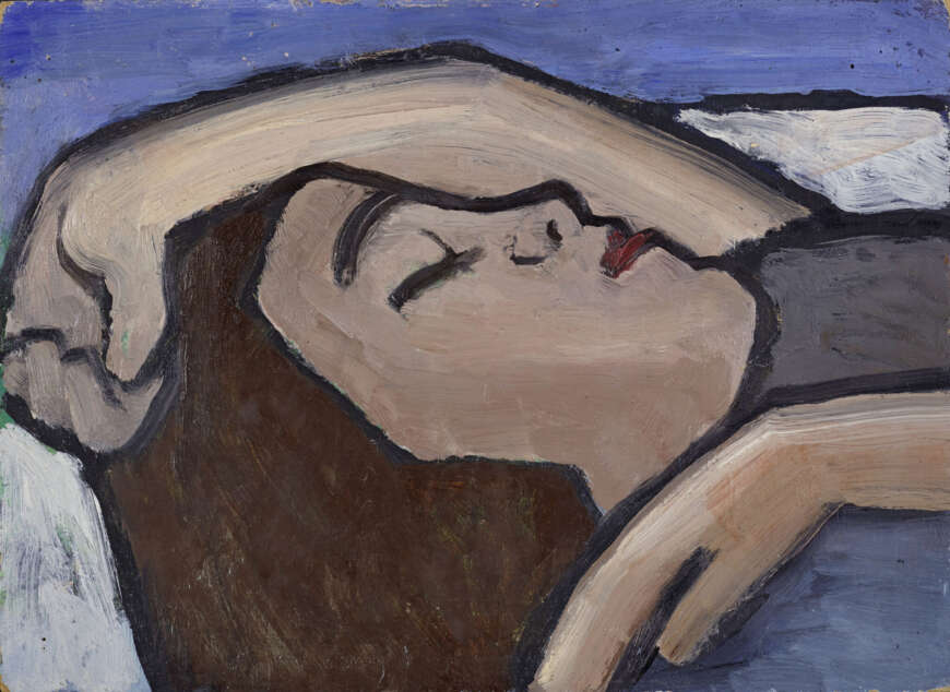 Gabriele Münter: Schlafendes Mädchen (braun, blau)