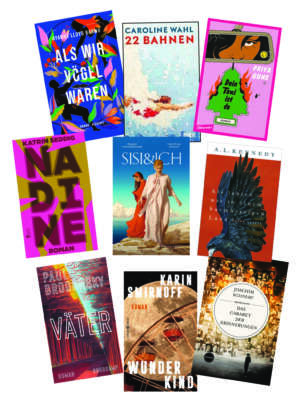 Die besten Bücher im Mai 2023: Buchcover von A. L. Kennedy, Karin Smirnoff, Paul Brodowsky, Katrin Seddig, Priya Guns, Ayanna Lloyd Banwo, Joachim Schnerf, Frauke Finsterwalder und Caroline Wahl