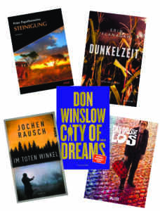 Die besten Krimis im Juni 2023: Buchcover von Jochen Rausch, Peter Papathanasiou, Erin Flanagan, Doris Mertens, Don Winslow