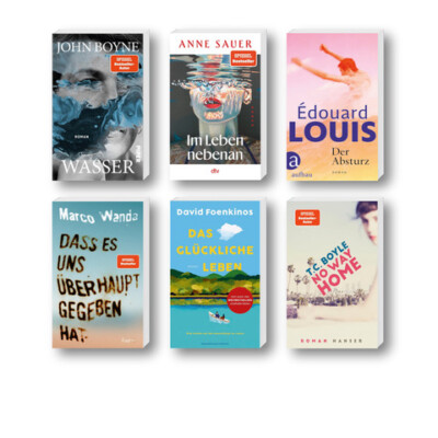 Die besten Bücher im Oktober 2025: Buchcover von Anne Sauer, Édouard Louis, T.C. Boyle, Marco Wanda, John Boyne und David Foenkinos