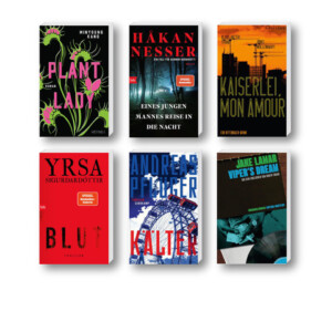 Die besten Krimis im November 2025: Buchcover von Yrsa Sigurdardóttir, Andreas Pflüger, Håkan Nesser, Minyoung Kang, Jake Lamar, Jonas Wollenhaupt und Klaus-Dieter Stork