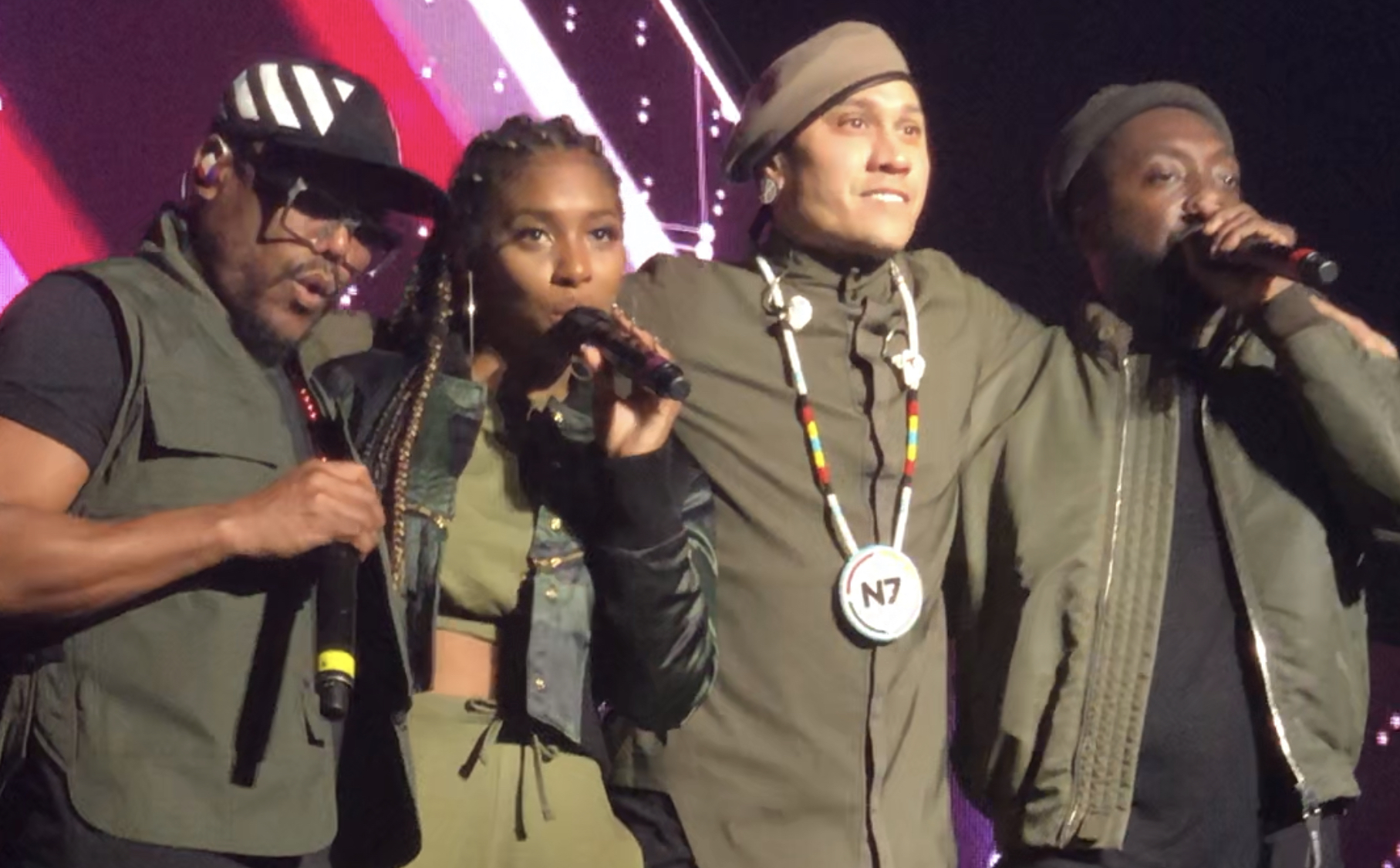 Black Eyed Peas, performing with new member Jessica Reynoso at O2 Apollo, Manchester.