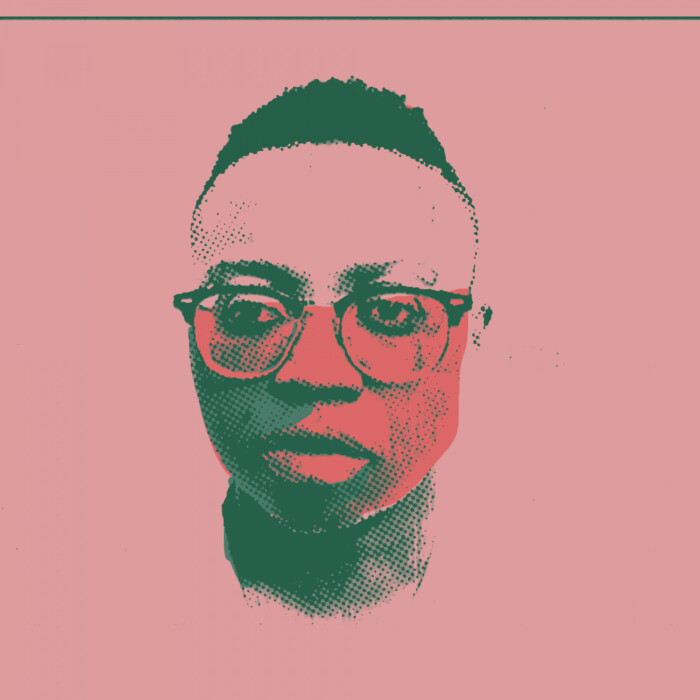 Albumcover von Anjimiles Album „You’re free to go“: das in grün gehaltene Gesicht des Künstlers vor einem pinken Hintergrund.